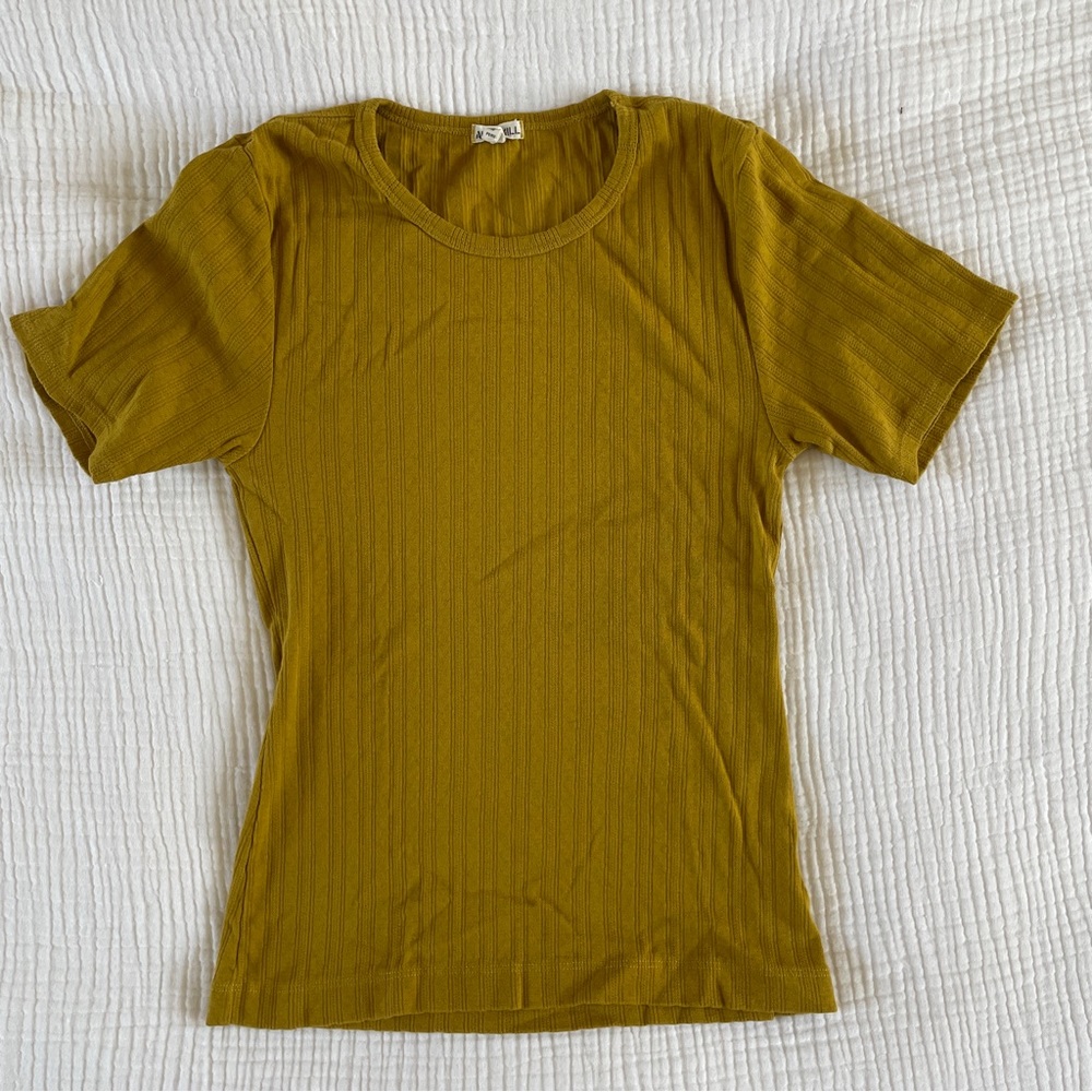 Alex Mill Short Sleeve Ribbed Tee in Mustard